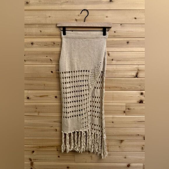 Knitting Pattern Cotton Knit Maxi Skirt Knit Lace Jagged-hem Skirt